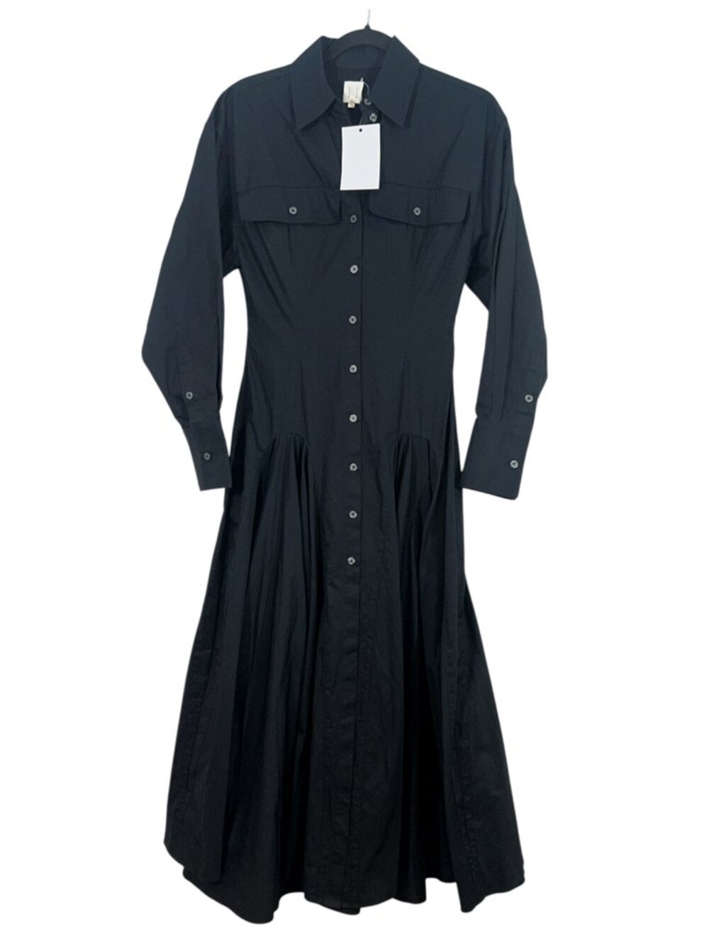 Helsa Godet Shirt Dress Black XS New $348